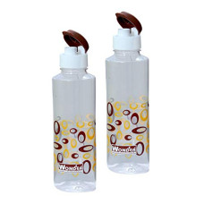 Deals, Discounts & Offers on  - Wonder Polo 800 Printed Plastic Fridge Bottle, Flip Top Cap, 800 ML, Brown Color, Set of 2 Pcs, Made in India, KBS00092