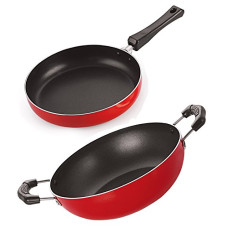 Deals, Discounts & Offers on Cookware - Nirlon Non-Stick Aluminium Fry Pan and Kadai Combo Gift Set Offer, 2.6mm_FP10_KD10