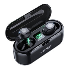 Deals, Discounts & Offers on Headphones - Voyee Tws Bluetooth Truly Wireless In Ear Earbuds With Mic 5.0 Ipx6 Waterproof Sweatproof, Led Digital Display, Subwoofer Noise Cancelling With Charging Case, Black