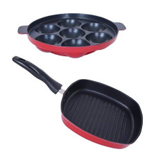 Deals, Discounts & Offers on Cookware - Nirlon Non-Stick Aluminium Appam and Grill Pan Combo Cooking Item Set, 2.6mm_AP(7)_GP(22.5)
