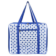 Deals, Discounts & Offers on Storage - Kuber Industries Dot Printed Large Size Lightweight Foldable Rexine Jumbo Underbed Storage Bag with Zipper and Handle (Blue & White)