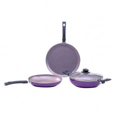 Deals, Discounts & Offers on Cookware - Wonderchef Valencia Non-Stick Cookware 4 Piece Set | Kadhai with Lid, Fry Pan, Dosa Tawa | Induction Friendly design | Cool Touch Bakelite Handles | Pure Grade Aluminium| PFOA Free| 2 Years Warranty | Purple
