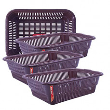 Deals, Discounts & Offers on  - Wonder Plastic Natasha 1013 Fruit Basket Set, 4 Pcs Basket, Brown Color, Made In India, Kbs02577