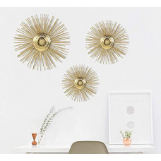 Deals, Discounts & Offers on  - CORALTREE Metal Handmade Antique and Contemporary Wall Art Sculpture and Hanging Decor (Golden, Floral)
