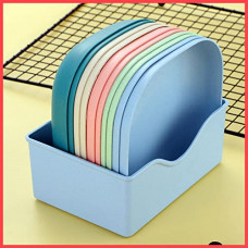 Deals, Discounts & Offers on  -  Wolpin Square Plastic Dinner Plate Set (Set of 10 Pcs) Colorful Snacks / Breakfast Plate with Stand