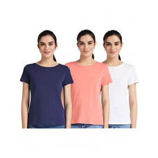 Deals, Discounts & Offers on Women - [Size S] Amazon Brand - Symbol Women's Solid Regular Fit Half Sleeve T-Shirt (Combo Pack of 3)