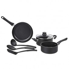 Deals, Discounts & Offers on Cookware - AmazonBasics 6 Piece Non-Stick Aluminium Cookware Set, Saucepan, Fry Pan (without Induction Base), Black