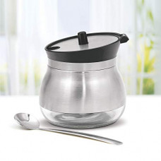 Deals, Discounts & Offers on  - TREO Glass Jar- 270 ml, 1 Piece,Silver