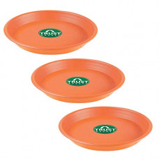Deals, Discounts & Offers on Gardening Tools - TrustBasket UV Treated Round Bottom Tray(Plate/Saucer) Suitable for 6 inch Round Plastic Pot-Terracotta Color-Set of 3 | Heavy Duty Highly Durable Plant saucer Gamla