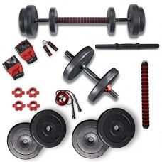 Deals, Discounts & Offers on  - Lifelong PVC Home Gym Set 10kg -20kg Plate with Extension Barbell Rod and Dumbbells Rods with Gym Accessories