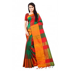 Deals, Discounts & Offers on Women - Greciilooks Women's Tussar Silk Checks Pattern Banarasi katan Silk Saree With Blouse Piece