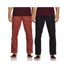 Deals, Discounts & Offers on Men - [Size S] Amazon Brand - Symbol Men's Printed Regular Fit Pyjamas (Pack of 2) Pajama Bottom (A2-SYMPJ-TEX-PO2-08_Charcoal&Maroon15_S)