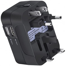 Deals, Discounts & Offers on Home Improvement - Rts All In One Universal Global Power International Travel Adaptor 2 Usb Charging Port Europe Uk/Usa/Eu/Aus Worldwide Wall Plug Charger Converter For Laptops, Phones, Tablets & More (Black)(660W Max)
