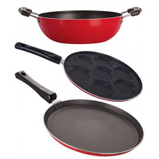 Deals, Discounts & Offers on Cookware - Nirlon Non-Stick PFOA Free 3 Piece Gas Compatible Kitchenware Gift Item Set with Supreme Quality