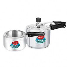Deals, Discounts & Offers on Cookware - Pigeon by Stovekraft Aluminium Pressure Cooker 2 and 3 Litre Inner Lid with Non Induction base, silver, medium (14457)