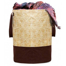Deals, Discounts & Offers on  - Kuber Industries Waterproof Canvas Laundry Bag/Hamper|Metalic Printed With Handles|Foldable Bin & 45 Liter Capicity|Size 37 x 37 x 46, Pack of 1 (Brown)