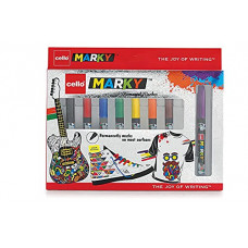 Deals, Discounts & Offers on Stationery - Cello Marky Permanent Markers (Pack of 8 - Assorted) | 8 Vivid Ink Colours | Markers
