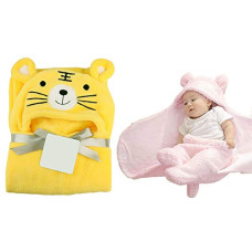 Deals, Discounts & Offers on Baby Care - My Newborn Double Layer Baby Blanket Baby Wrapper Baby Bedding Baby Sleeping Bag Useful in All Seasons-Pack of 2 (Yellow-Pink) (284.0mm L X 203.0mm W)