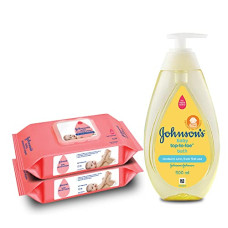 Deals, Discounts & Offers on Baby Care - Johnson's Baby Skincare Wipes with Lid, 144's +Johnson's Baby Top to Toe Wash 500ml
