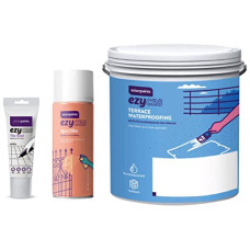 Deals, Discounts & Offers on Home Improvement - Asian Paints ezyCR8 Tile Seal (White)  200mL Tube & Terrace Coating, Clear Finish 1L & ezyCR8 Apcolite Enamel Multi-Surface DIY Spray Paint (White, 400ml Can)