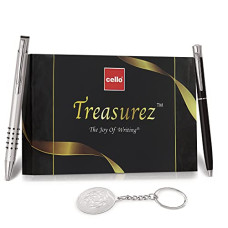 Deals, Discounts & Offers on Stationery - Cello Treasurez Pen Gift Set | 2 Metal Pens and Keychain | Blue Ball Pens | Premium Ball Pens | Ideal Office Pen | Pen for Gift| Suitable