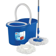 Deals, Discounts & Offers on Home Improvement - Kleeno By Cello Cyclone Spin Mop with Extendable Handles with Extra Refill, Blue