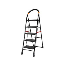 Deals, Discounts & Offers on Home Improvement - Happer Premium Foldable Step Ladder, Clamber, 5 Steps (Black & Orange)