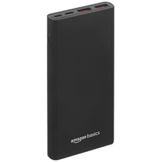 Deals, Discounts & Offers on Power Banks - Amazon Basics 10000mAH Lithium Polymer 18W Fast Charging Power Bank | Dual Input and Triple Output Ports | Flat Metallic Body, Black