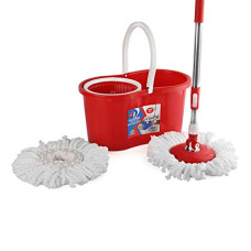Deals, Discounts & Offers on Home Improvement - Cello Kleeno Compacto Spin Mop with 2 refill (Red)