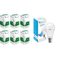 Deals, Discounts & Offers on  - Syska SSK-SRL-9W- Base B22 9-Watt LED Bulb (Pack of 6, Cool Day Light) & 9 Watts B22 LED White Emergency Bulb, Pack of 1