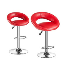Deals, Discounts & Offers on Furniture - Da URBAN Smiley Pack of 2 Height Adjustable & Revolving Bar Stool / Kitchen Chair (Red)