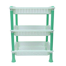Deals, Discounts & Offers on  - Heart Home Plastic 3 Layer Multi-Purpose Kitchen Storage Basket Rack (Green)- CTHH21837