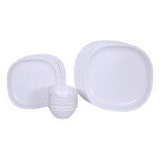 Deals, Discounts & Offers on  - Signoraware Plastic Square Dinner Set, White, 24-Pieces