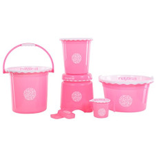 Deals, Discounts & Offers on  - Nayasa Plastic 6 Piece Bathroom Set (22 cm X 22 cm X 45 cm, Pink)