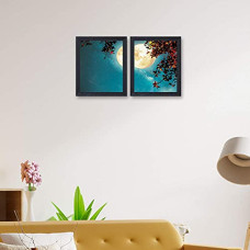 Deals, Discounts & Offers on  - Amazon Brand - Solimo Moonlit Night Painting with Frame, Set of 2