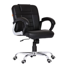 Deals, Discounts & Offers on Furniture - Da URBAN Brent Mid Back Revolving Leatherette Ergonomic Home & Office Executive Chair with High Comfort Seating, Height Adjustable Seat & Heavy Duty Metal Base (Black)