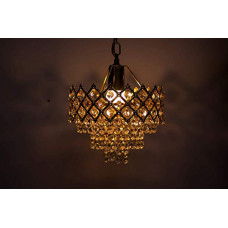 Deals, Discounts & Offers on  - Mahganya Round Crystal Chandelier Hanging Lamp (Gold) (160mm,Electric)