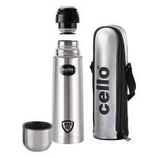 Deals, Discounts & Offers on  - Cello Life Style Stainless Steel Bottle with Thermal Jacket (1000ml, Silver)