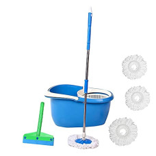 Deals, Discounts & Offers on Home Improvement - Frestol plastic Mop +4 Refill+Rod + Wiper - Blue