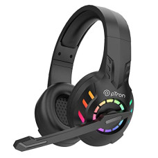 Deals, Discounts & Offers on  - pTron Studio Pixel Over-Ear Wireless Gaming Headphones with 30ms Low Latency, 40Hrs Playtime, 40mm Drivers, Punchy Bass, BT5.3, with HD Mic with ENC & Type-C Fast Charging (Black)
