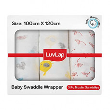 Deals, Discounts & Offers on Baby Care - LuvLap Muslin Swaddle Birds White