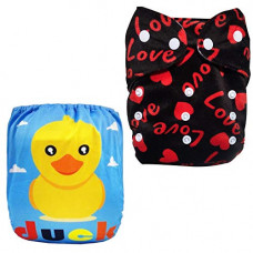 Deals, Discounts & Offers on Baby Care - Babymoon (Set of 2) Reusable Cloth Diaper, Premium Adjustable Size Waterproof Washable Pocket Cloth Diaper Nappie (Duck & Love)