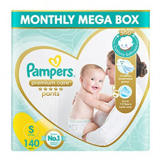 Deals, Discounts & Offers on Baby Care - Pampers Premium Care Pants, Small size baby Diapers, (S) 140 Count Softest ever Pampers Pants,