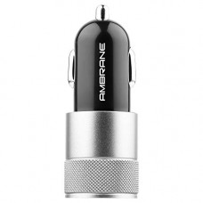 Deals, Discounts & Offers on Mobile Accessories - Ambrane 2.4A Dual Port Car Charger For All Smartphones (ACC-74-M, Black & Silver)