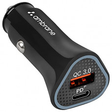 Deals, Discounts & Offers on Mobile Accessories - Ambrane 38W Fast Car Charger with Quick Charge 3.0 and Power Delivery, Type-C & USB Port, Wide Compatibility