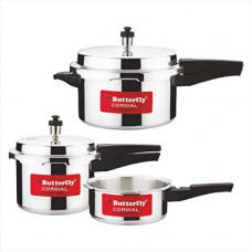 Deals, Discounts & Offers on Cookware - Butterfly Cordial 2 L, 3 L & 5 L Non Induction Bottom Pressure Cooker (Aluminium), Small