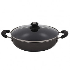 Deals, Discounts & Offers on Cookware - Lifelong Non-Stick 2 litre Kadhai with Glass Lid, 24 cm, Black/Grey (Induction and Gas Compatible)
