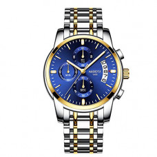 Deals, Discounts & Offers on Men - NIBOSI Dress Chronograph Men's Watch (Blue Dial Silver Colored Strap)