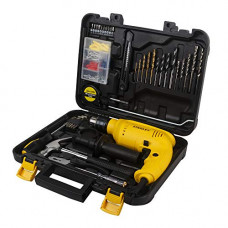 Deals, Discounts & Offers on Home Improvement - STANLEY SDH600KP-IN DIY 13 mm Hammer Drill Machine and Hand Tool Kit For Home Use (120-Pieces) - Includes Hammer Drill, Hammer, Utility Knife and Measurement Tape, 1 Year Warranty