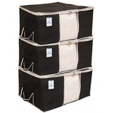 Deals, Discounts & Offers on Storage - Kuber Industries Rectangular Plain Non-Woven Underbed Storage Bag/Organiser (Extra Large, Black) - 3 Piece